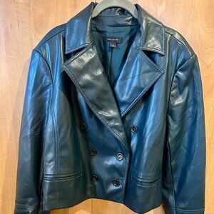 Ann Taylor Green Faux Leather Moto Jacket Size 18